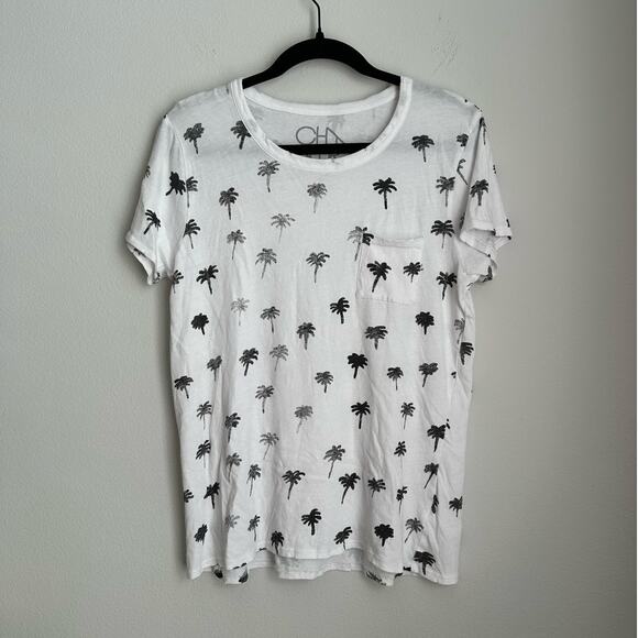 Chaser White Graphic Palm Tree Short Sleeve Tee Shirt Women's Medium - Picture 1 of 6